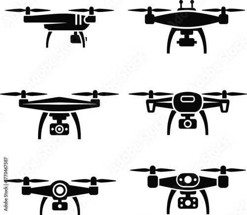 Drone Icons Set quadcopter aerial