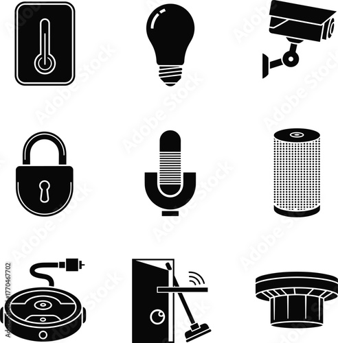 Smart Home Device Icons Set technology security