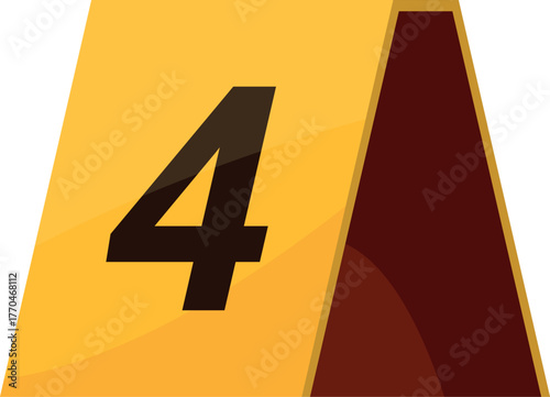 Number four evidence marker standing on white background, marking important clue in crime scene investigation