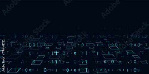 Abstract Finance Digital Business Background. Fintech Technology or Science Research Presentation Backdrop. Digital Crypto Business Vector Illustration.