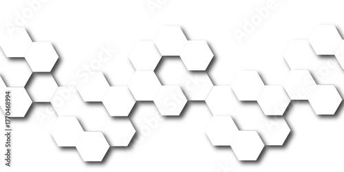 Abstract hexagon white background with shadow .white background Futuristic blue neon honeycombs. Modern technology design. Vector illustration