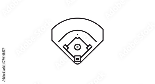 A minimalist outline illustration of a baseball diamond, symbolizing the sport and its iconic field layout, perfect for sports-related designs and content