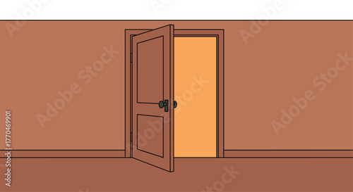 Discover new possibilities through an inviting open door bathed in warm, glowing light