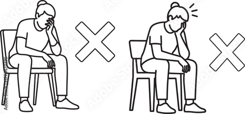 Woman sitting in chair with hand on face silhouette