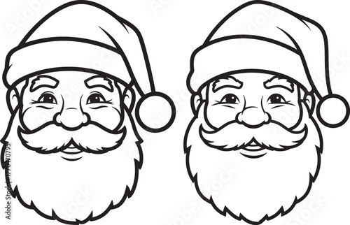 Two santa claus faces silhouette