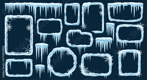 Stunning icy frames and borders with snowflakes add a cool, wintery touch to your designs, perfect for holiday themes and frosty designs