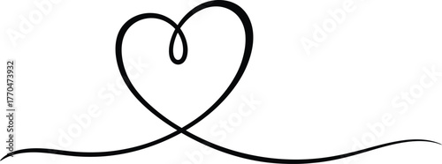 Minimalist Heart Line Art Design on Transparent Background Decoration Element