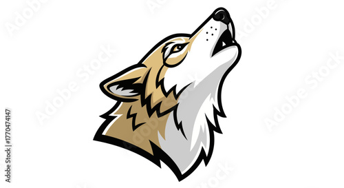 Illustration of a Howling Wolf Head with Detailed Fur Texture.