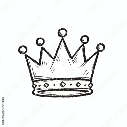 Royal Embellishment: A hand-drawn sketch of a regal crown, embodying authority, power, and prestige, its intricate design suggesting nobility and heritage.