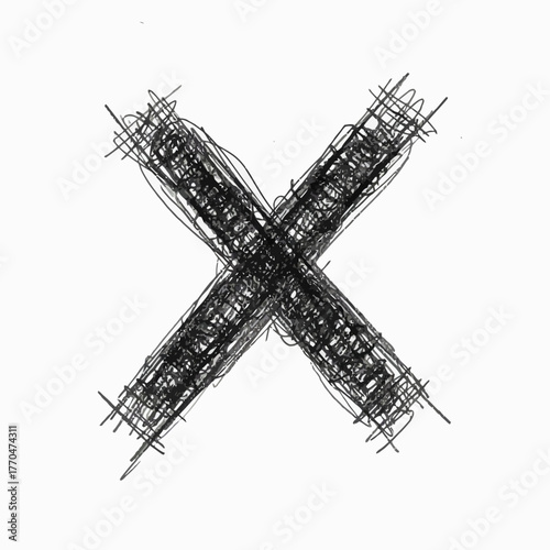 The Mark of Rejection: A stark black X boldly rendered against a clean backdrop, capturing a raw essence of refusal or deletion.