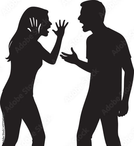 Couple arguing silhouette vector