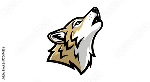 Illustration of a Howling Wolf Head with Detailed Fur Texture.