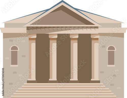 Courthouse building with columns and stairs, symbolizing justice, law, and government authority