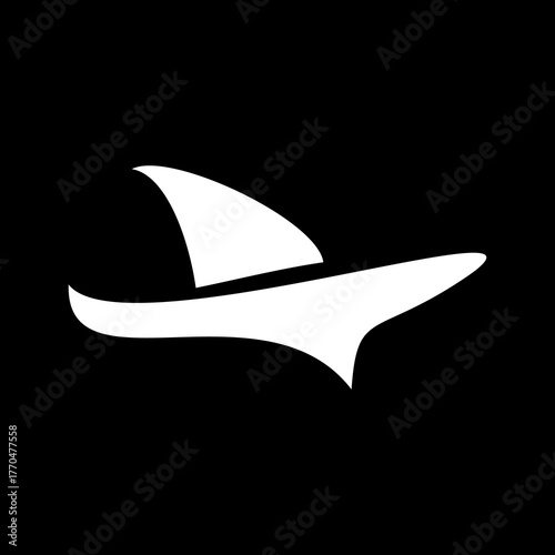 White ship icon. White ship logo. Vector illustration of a white ship, on a black background.