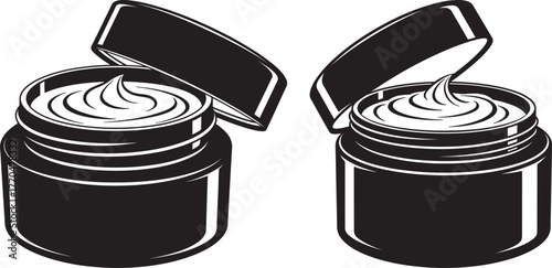 Two open jars of cream silhouette