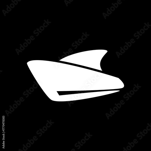 White ship icon. White ship logo. Vector illustration of a white ship, on a black background.