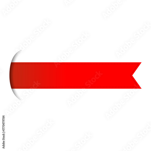 Free Download Decorative Red Ribbon Banner with Stitching Detail
​Vector Graphic for Sale Tag and Important Announcement
​Modern Red Flag or Label Element with 3D Shadow - GFXLoad