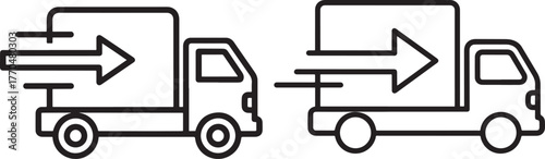 Two trucks moving in opposite directions silhouette