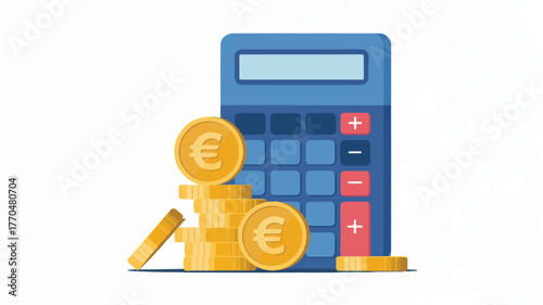 Calculator and euro coins