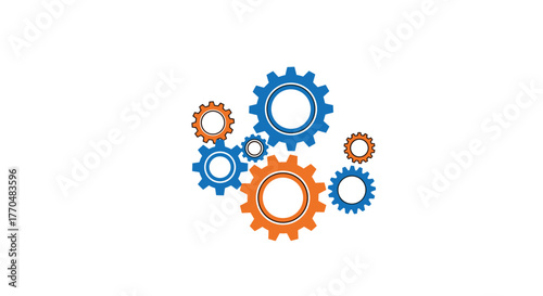 Dynamic interlocking gears creating a vibrant sense of teamwork and innovative progress in a modern professional setting
