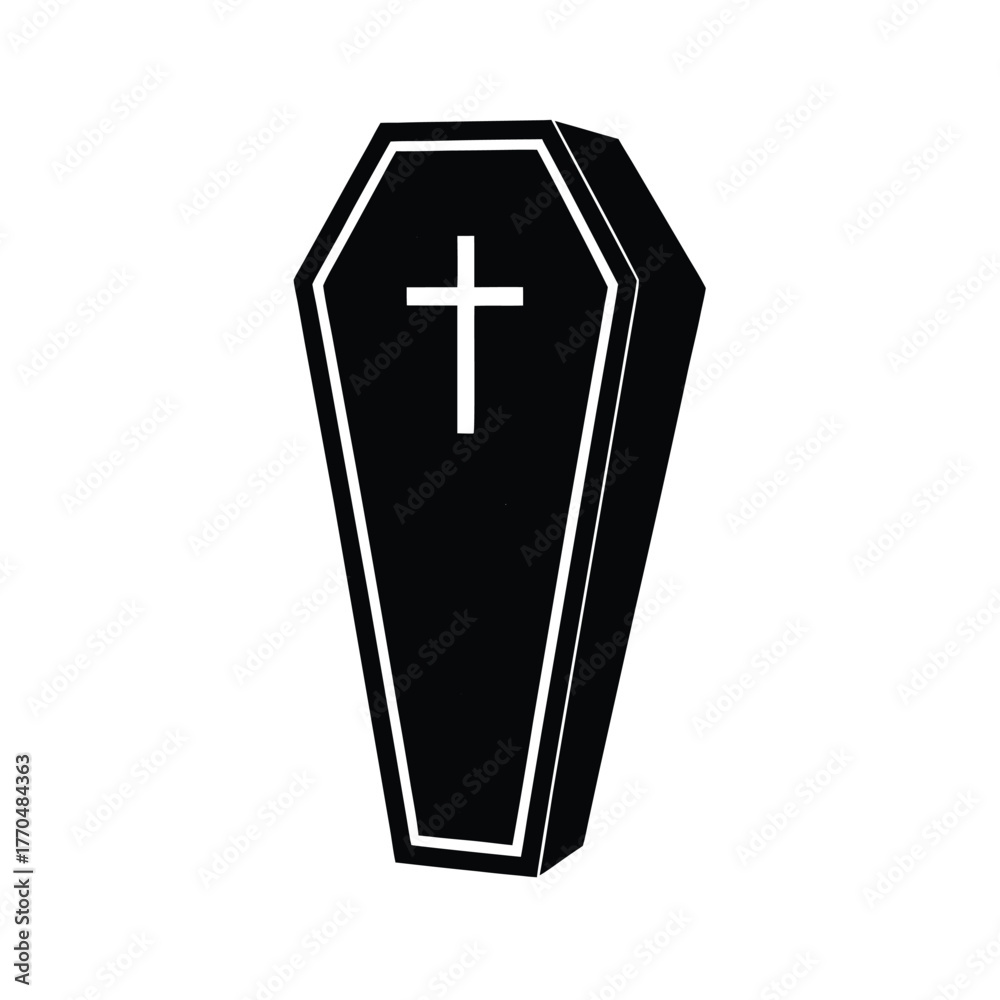 Obraz premium Coffin Lid Cross Icon Illustration