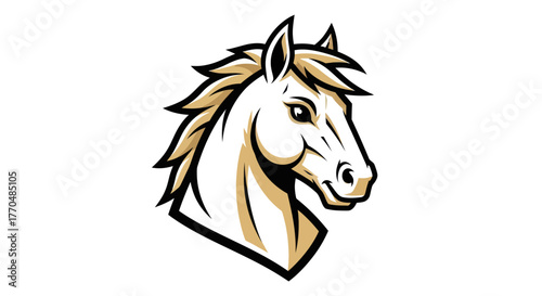 Majestic Horse Head Mascot Illustration with Detailed Mane and Features.