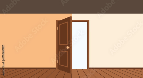 Open door inviting exploration into bright new possibilities and exciting opportunities, symbolizing progress and change
