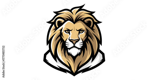 Majestic Lion Head Mascot with Intense Gaze and Detailed Mane.
