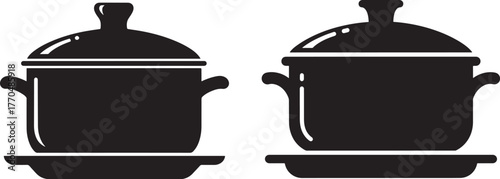 Two cooking pots silhouette