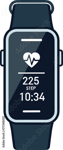 Smartwatch with heart rate and step counter display