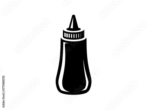 Silhouette of Squeeze Bottle for Condiments Sauce or Ketchup Vector Illustration Perfect for Restaurant Menus Food Blogs and Culinary Design Projects