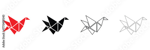 Origami bird vector icon, Minimalist Modern Bird Origami Logo Vector, silhouette and line art