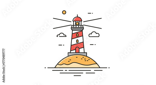 Stunning lighthouse guides ships safely at sea, a beacon of hope and direction for travelers on nautical journeys