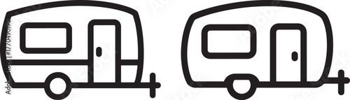 Two hand drawn campers silhouette