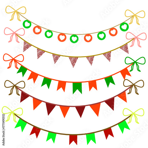 colorful Bounting ribbon and bow decoration vector illustration