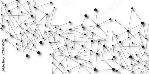 A beautiful Chaotic abstract line seamless pattern .Technology black illustration . Connected lines with dots .graphic background dots with connections for your design, illustration