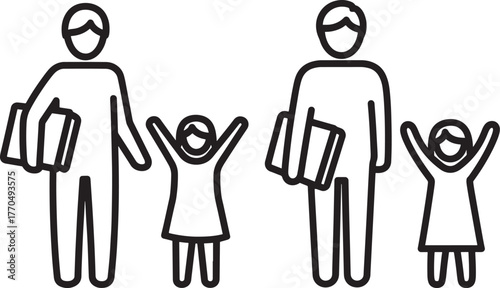 Two adults and two children silhouette