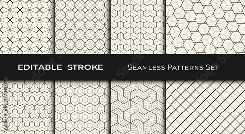 Set of Editable Geometric Patterns – Modern Seamless Abstract Backgrounds