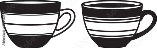 Two striped coffee mugs silhouette
