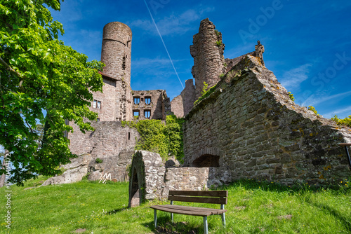 The Majestic and Enigmatic Ruins of an Ancient Castle are Beautifully Surrounded by Lush Greenery. Burg Hanstein castle ruins, The historic Castle Hanstein in Thuringia.