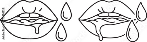 Dripping lips silhouette with tears