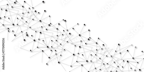 A beautiful Chaotic abstract line seamless pattern .Technology black illustration . Connected lines with dots .graphic background dots with connections for your design, illustration