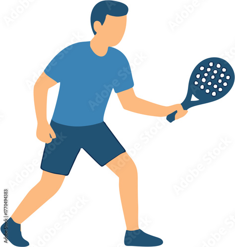 Padel Player in Action A Vector Illustration of a Person Playing Padel with Racket and Ball