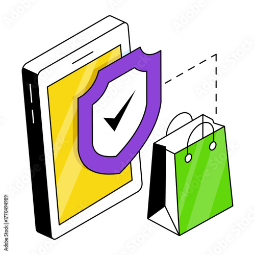 Modern design icon of secure mobile shopping