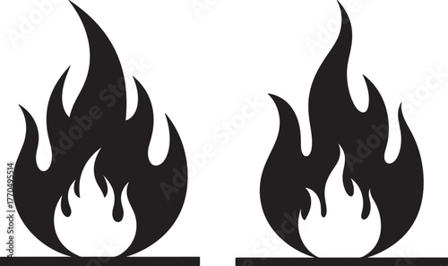 Two black fire flames silhouette