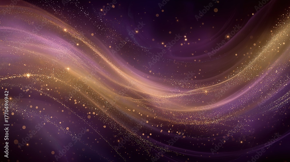 Fototapeta premium An abstract background filled with stars in shades of pink, purple, gold, and black, creating a mysterious yet elegant cosmic atmosphere.