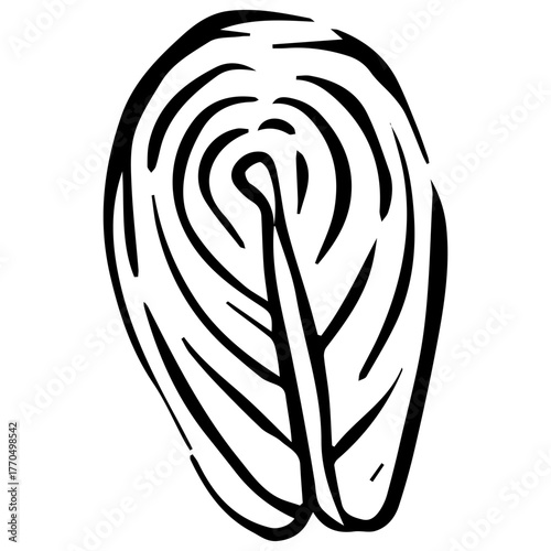 slice of fish meat aesthetic seafood fish doodle for restaurant menu