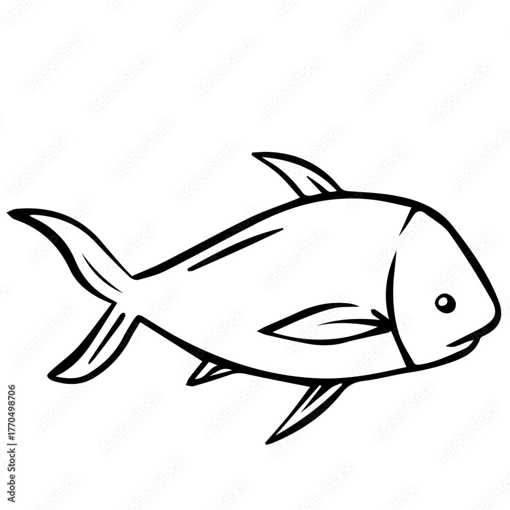 Fototapeta premium aesthetic seafood fish doodle for restaurant menu