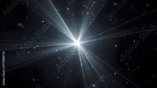 Cosmic Starburst Light Rays Dust Particles Abstract Dark Background