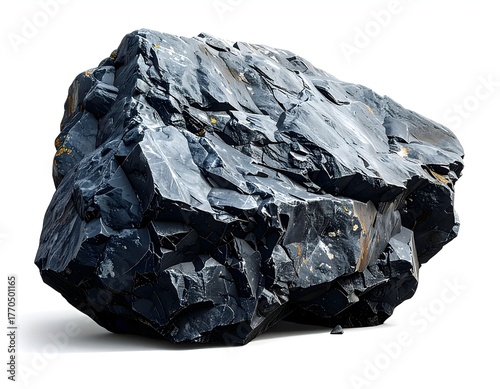 Large gray rock on white isolated background